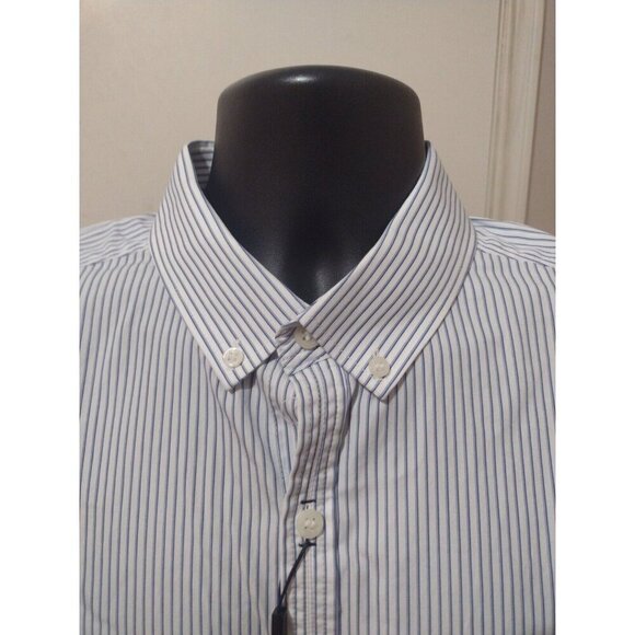 New Murano Slim Fit Blue White Striped Button Up L/S Men's Shirt NWT Large L - Picture 6 of 12